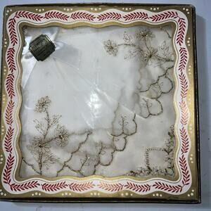 Vintage Embroidered Handkerchiefs Original Box Flowers Set Of 3 Hankies Nylon